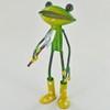 FABULOUS GREEN METAL GARDEN FROG WITH TROWEL SCULPTURE ORNAMENT FIGURE