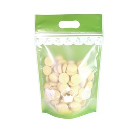 Frosted Window Green Bakery Carry-Out Handle Resealable Bags for Baked Goods, Cookies, Pastry, Sweet Treats for Small Business, Bake Sales, Pop Up Shop 5.91 inch x 9.45 inch (50)