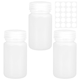 CARANNACLTD Kunststoff-Flasche mit breiter Öffnung, Labor-Reagenzflasche, versiegelt, auslaufsicher, durchscheinend, HDPE-Flasche für Pillenflaschen, Wasserprobenflaschen (3 Stück, 125ml)