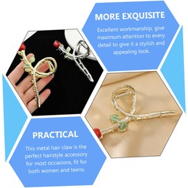 Ipetboom 2pcs Vintage Metal Rose Hair Clips Retro Flower Claw Clips for Thick Hair Stylish Accessories for Women