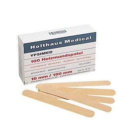 Holthaus Medical YPSIMED Wooden Mouth Spatula Tongue Press Spatula, Ia Quality, 18 x 150 mm, Pack of 100