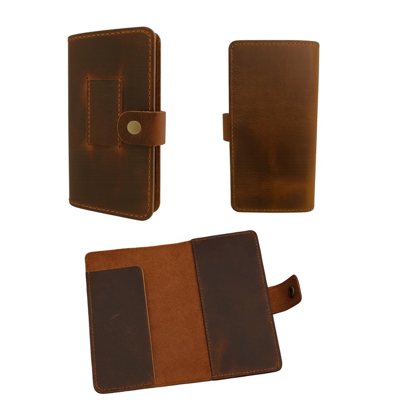 CestAntiQ Leather Checkbook Cover with Pen Holder - Full Grain