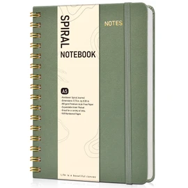 Graph Spiral Journal Notebook, A5 Hardcover Spiral Journals for Women Men, 100 GSM Graph Paper Notebooks, 150 Pages Spiral Bound Grid Notebook for Writing Note Taking Work 5.75" x 8.38", Sage Green