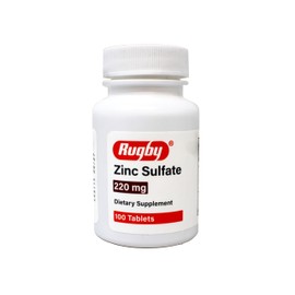 Rugby Zinc Sulfate 220 mg Tablets - Made with Zinc Sulfate Heptahydrate - Dietary Supplement - 100 Tablets