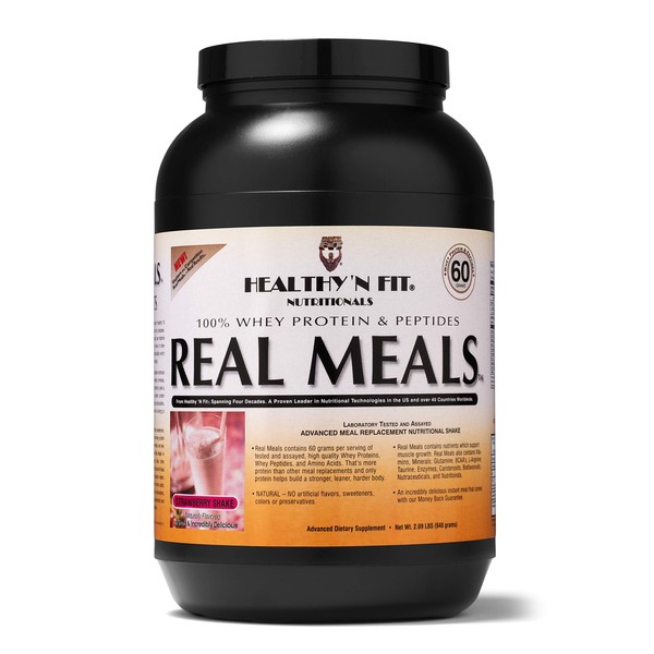 Healthy ‘N Fit Real Meals Strawberry(2.09lb):100% Whey Protein Plus Peptides, Plus Vitamins, Minerals & Key Nutrients. Complete lean body mass support from America’s #1 Brand in Technology and Purity.