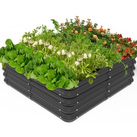 waaliji 3x3x1 FT Raised Garden Bed with Steel Cable, Elevated PP Planter Box Stand for Gardening, Backyard Patio Ground Raised Bed for Planting Vegetables Flower Herb and Succulents, Black