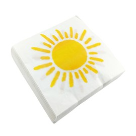 LOONELO Boho Sun Napkins, 100pcs Here Comes The Son Baby Shower Napkins, Disposable Sun Paper Beverage Napkins for Boho Sun Birthday Party Baby Shower Home Kitchen Table Decor