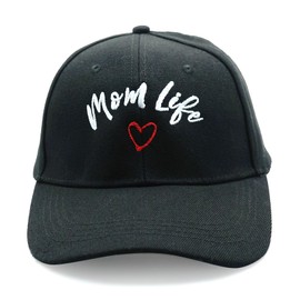Women's Embroidered Adjustable Mom Life Baseball Hat Cap Black