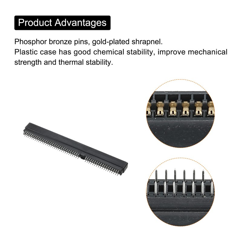 PATIKIL Card Edge Connector Black Socket Straight Connection 98 Pin