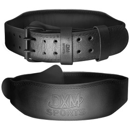 DXM SPORTS Weight lifting Belt – 4” Pure Leather Belt with Padded Back Support for Weightlifting, Powerlifting, Bodybuilding, Deadlift, Squat and Workout Strength Training – Gym Belt for Men & Women (Black 4 Inch, X-Large)