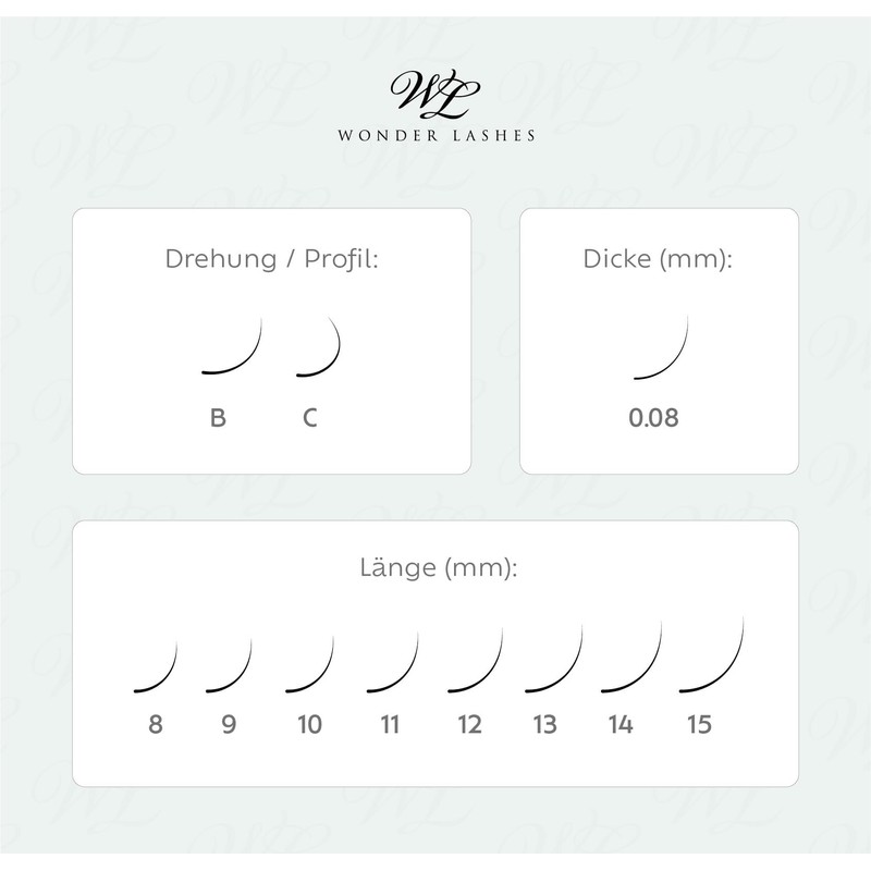WL Wonder Lashes Fertige Wimpernfächer 8-in-1 für Professionell 0,08 100