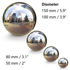 yarlung Set of 10 Stainless Steel Gazing Balls, 50-150 mm Garden Mirror Globe Floating Pond Sphere, Silver Polished Hollow Ball Reflective Ornament for Home Yard Outdoor Lawn Decoration
