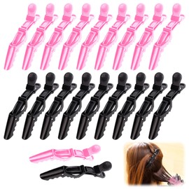 Set of 20 Hairdressing Section Clips, Crocodile Hair Clips Made of High-Quality Plastic, Hairdressing Supplies for Salon and Hair Styling Accessories, Professional Non-Slip Hair Clips for Women, Girls