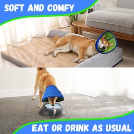 Dog Cone Collar, Anti- Bite Soft Cone Collar, Adjustable Breathable Recovery Collar Pet Protective Neck Cone, Pet Recovery Collar for Dogs(Blue Green, L)