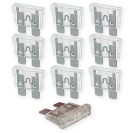 Tecside 25A Car Fuses | 12V 24V 32V | Pack of 10 | Plug Fuses for Power Theft & Fuse Holder | 19 mm Blade Fuses for Car, Boat, Motorcycle, RV & Scooter | Replacement Fuses