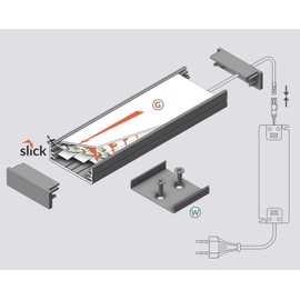 LED Profile 3.2 cm Wide Anodised Aluminium for LED Strips 1 m Including Cover Milky UV Resistant for LED Strips up to max. 29.8 mm Silver 1 m Milky