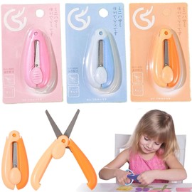 SUQ 3PCS Clippers, Blunt Kids Scissors, Retractable Small Shears for Student, Toddler Craft Cutting Paper, Kids Preschool Training Scissors, Card Packaging