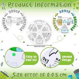 Hollowfly 12 Sets 4 Styles Earth Day Coloring Wheel Color Your Own Globe Art Craft for Kids DIY Recycling Crafts Save The Earth Paper Craft for Youth Group Sunday School Activities Vacation Crafts
