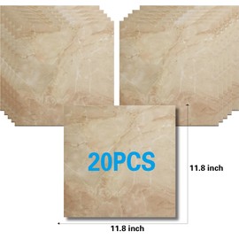 SHOWCOLOUR 20-Sheets Peel and Stick Colorful Backsplash Marble Look 12"X12" Self Adhesive Wall Tile Back Splashes for Kitchen Living Room Bedroom Colorful Tiles (Apricot Marble)