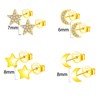 Epoch World 4 Pairs 925 Sterling Silver Earrings Gold Star