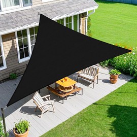 Amagenix Sun Shade Sail 9'X12'X15' Curved Edge Outdoor Shade Canopy Black Breathable 95% UV Block Shade Cloth for Patio Garden Backyard (We Make Custom Size)