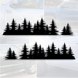 Byzee Pine Trees Decal for Tacoma Doors | Vinyl Tree Forest Sticker Set for Truck Emblems | Vehicle Body Nature Graphics for Overlanding or Camper Van | Badge Overlays Fit 3nd Gen Taco (12.75 inch)