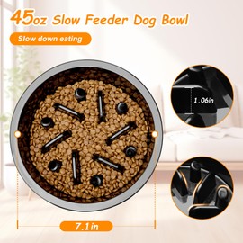 COMESOON Slow Feeder Dog Bowl, Anti-Choking Puzzle Dog Food Bowl Slow Down Eating, Bloat Stop Maze Dog Dishes Fit for COMESOON Dog Bowl Stand DB-G03/DB-B03, Black