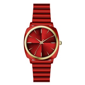 Women Watch Red Watch Square Watch Metal Bracelet Watch