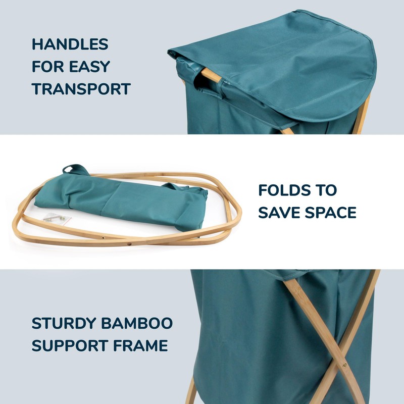 Foldable Bamboo Laundry Hamper with Lid - Decor Essentials for