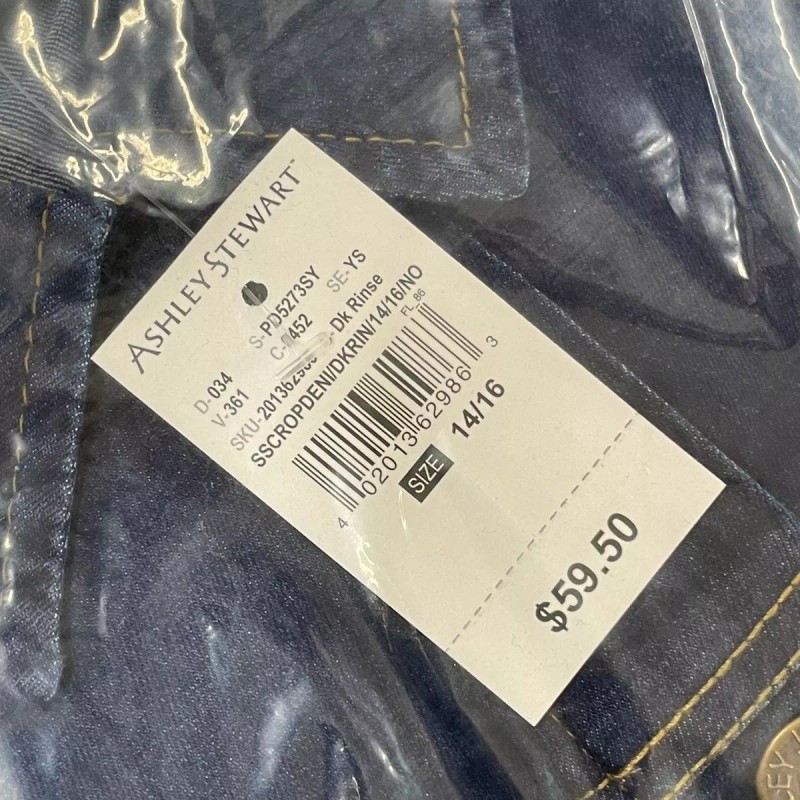 ASHLEY STEWART Cropped Stretch Denim Jacket Women's Size 14/16 Dark