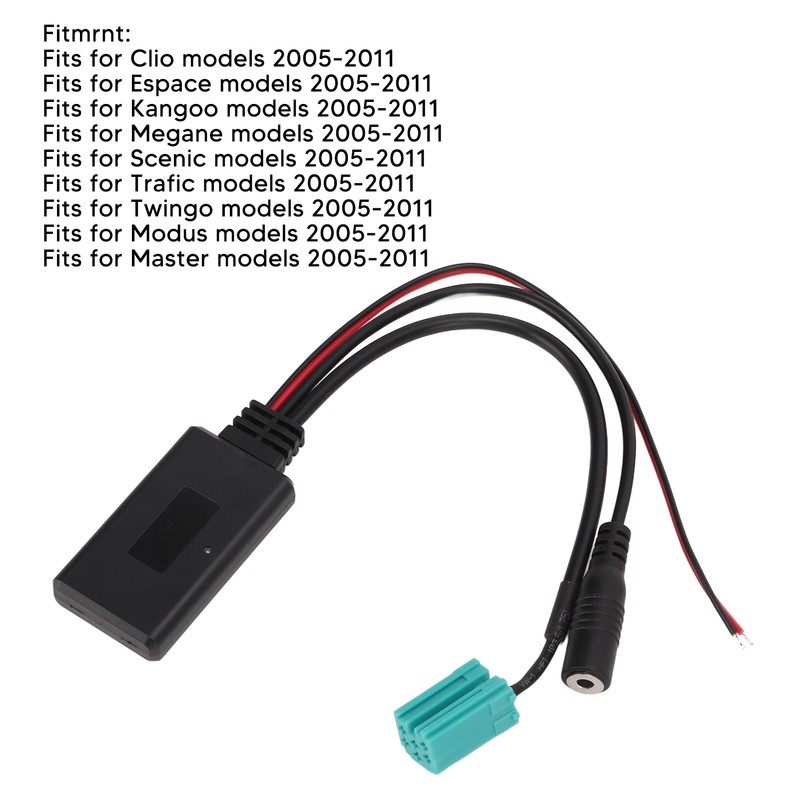 Bluetooth 5.0 Aux Input Audio Adapter Cable with Microphone for