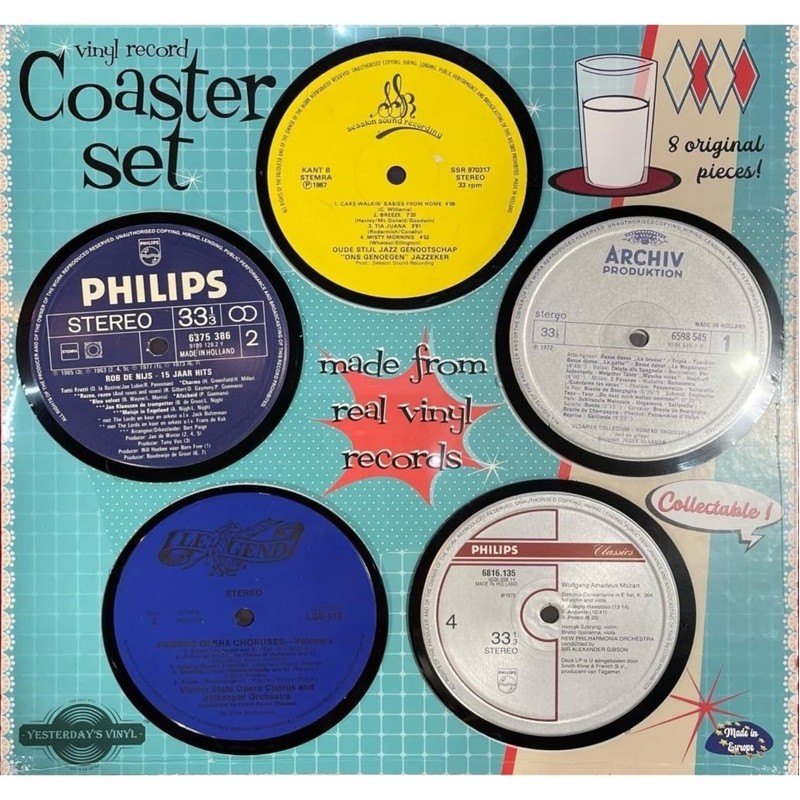 Vinyl Coasters Set of 8 Real Vinyl Records in Random