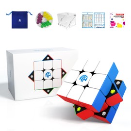 GAN 356M-High Magic Cube Magnetic Cube 3 x 3, Magic Cube with 4 GES Extra Interchangeable Accessories, Speed Cube with Wing-shaped Numerical IPG/GES+/Visible Magnet for Adults and Children