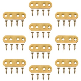 Dsjnf Iron Splicing Plate Connector Flat Straight Bracket with Hole Metal Plate 75MMx18MM Gold Connector Corner Code for Fixing Wooden Furniture 10pcs (2.95x 0.71x 0.06inch)