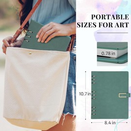 Vienrose 11" x 9" 3 Ring Watercolor Sketchbook, Faux Leather Cover Professional Art Journal with Detachable 24 Sheets 48 Pages, Ideal for Water Coloring, Sketching, Painting, Turquoise