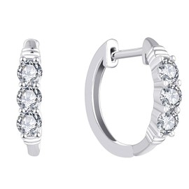 YL Hoop Earrings 925 Sterling Silver Cubic Zirconia Huggie Hinged Earrings for Women