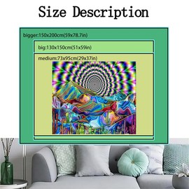 Psychedelic Peak Cactus Tapestry - High-Quality Durable Non-Fading Design - Home Decor, Dorm, Bedroom, Living Room with Free Installation Accessories Included - Color: 150cm*130cm(59" * 56")
