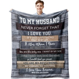 Muxuten Gifts for Husband, Husband Gifts, Husband Birthday Gift Blanket 60"x50", Birthday Gifts for Husband, Anniversary Wedding Gifts for Husband, Husband Gift from Wife, Best Husband Ever I Love You