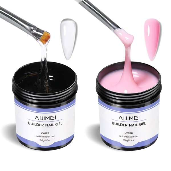 AIJIMEI Colors Clear Pink Hard Nail Gel Set 2pcs 150g