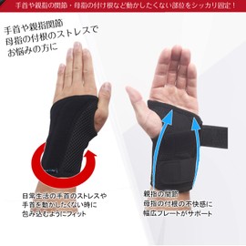 Nithra 手首サポーター 手首固定 手首 保護 家事 育児 スポーツ 右手/左手 S/M L/XL (S/M-右手)