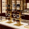 KMtilsh 3-Tier sunglass display stand Removable sunglass organizer Gold
