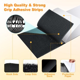 4.4 " X 18.5 Feet Heavy Duty Strips with Adhesive, Nylon Strips Tape Roll, Prevent Couch Cushions, Patio Cushions, Carpets, Mattresses Sliding, Picture Wall Hanging, No Punching Wall Mounting, Black