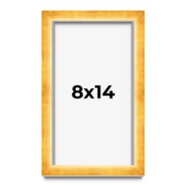 Poster Palooza 8x14 Shadow Box Vintage Gold Leaf Block Display Frame | Solid Wood 1.5 Inches Deep | 1 Inch Mouding Width | Includes Shatter Resistant Acrylic Plexiglass, Backing and Hanging Hardware