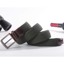 CNHUALAI Men's Belt, Women's, Casual, Elastic Belt, Mesh Belt, Stretchable, Pure Color, Elastic Belt, Fashion, Casual, Business, Unisex, AmyGreen