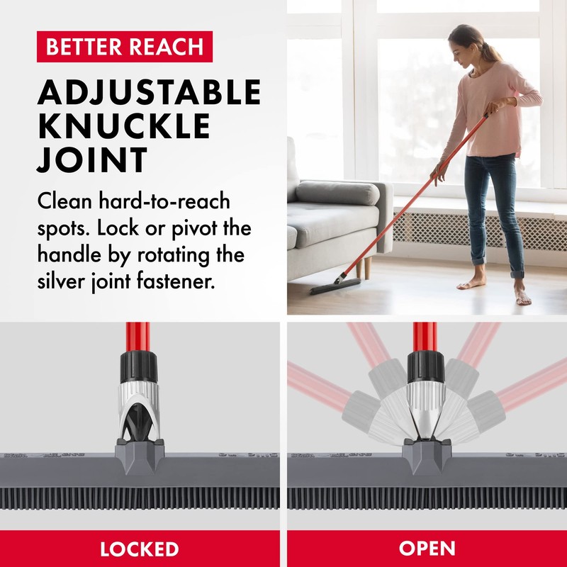 2-in-1 Silicone Rubber Broom Carpet Rake and Squeegee - Swivel