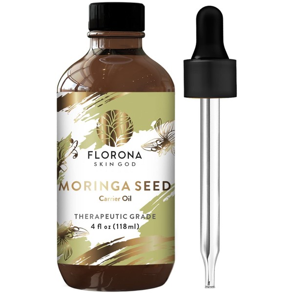 Florona Moringa Oil 100% Pure & Natural - 4 fl oz, for Hair, Face & Skin Care
