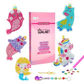 WALACT 5 Pcs Diamond Painting Kits, Diamond Art Kits Double Sided DIY Crafts Diamond Painting Keychain Hanging Ornaments for Adults Kids Home Garden Decorations