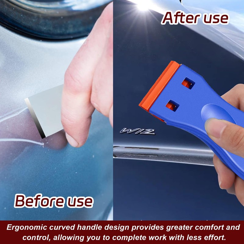2 Pcs Plastic Scraper with 100 Pcs Plastic Blades,Scratch-Free Plastic