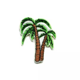 Patchwork Paradise Pair Of Tropical Palm Tree Embroidered Iron On Patch DIY Applique