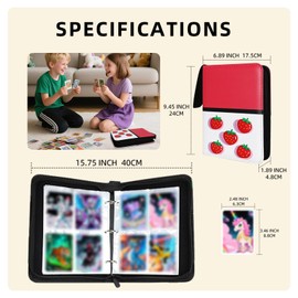 Collectible Trading Card Albums,4 Pocket Card Binder, 400 Double Sided Pocket,PU Premium Zip Trading Card Binder for TCG, MTG,Sports Cards (Pink White)